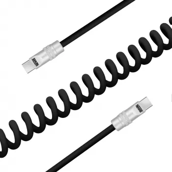 Newell kabel USB-C na USB-C 100W 1,5m silikon spiralni kabel črn