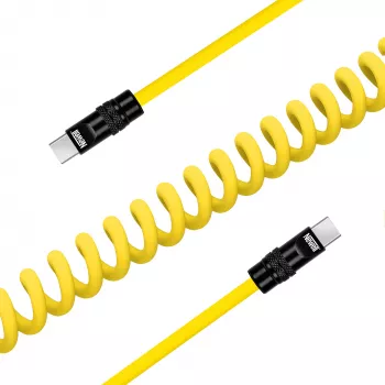 Newell kabel USB-C na USB-C 100W, 1,5m, silikon, zvit, rumeno-črn