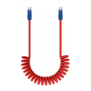 Newell kabel USB-C na USB-C 100W 1,5m silikon spiralni kabel rdeče-mornarsko moder
