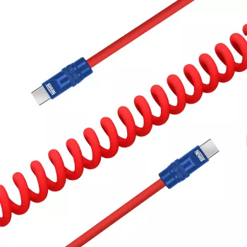 Newell kabel USB-C na USB-C 100W 1,5m silikon spiralni kabel rdeče-mornarsko moder