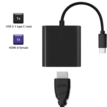 Qoltec adapter USB-C 3.1 na HDMI 4K MHL črn