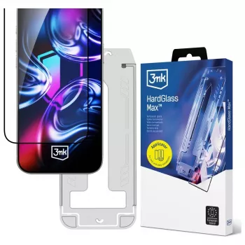 3mk HardGlass Max kaljeno steklo zaščita zaslona z aplikatorjem za iPhone Air (črna)