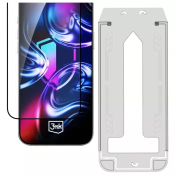 3mk HardGlass Max kaljeno steklo zaščita zaslona z aplikatorjem za iPhone Air (črna)