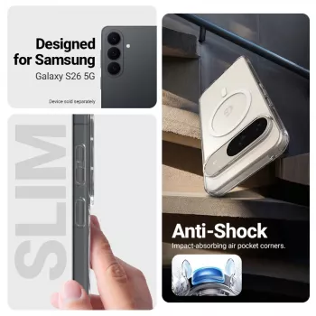 Crong Hybrid Clear Magnetic ovitek za Samsung Galaxy S26 - združljiv z MagSafe (prosojen)