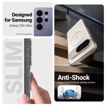 Crong Hybrid Clear Magnetic ovitek z MagSafe za Samsung Galaxy S26 Ultra (prosojen)
