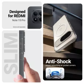 Crong Hybrid Clear Magnetic ovitek za Xiaomi Redmi Note 15 Pro 5G, prosojen