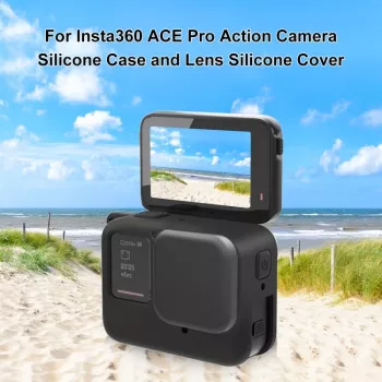 PULUZ silikonski zaščitni ovitek s pokrovom objektiva za Insta360 Ace Pro, črn