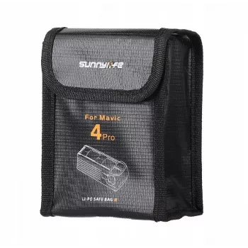 SUNNYLIFE ognjevarna torbica za shranjevanje baterij za DJI Mavic 4 Pro, za 2 bateriji, črna