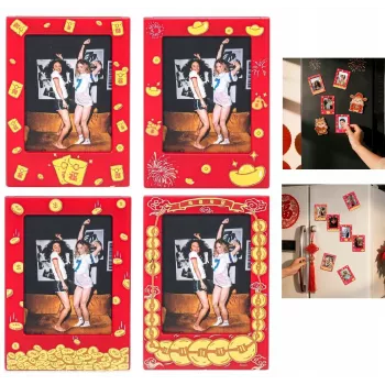 LOVEINSTANT 4x magnetni okvir za fotografije za Instax Mini, rdeče-zlat