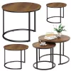 LEAN komplet 3-in-1 okroglih klubska mizic, vintage, naravni les, 51 cm, 40 cm, 30 cm