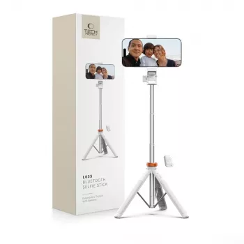 Tech-Protect L03S selfie palica s stojalom, bela