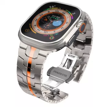 TECH-PROTECT STAINLESS LINE Apple Watch zapestnica 44/45/46/49 mm titan/oranžna