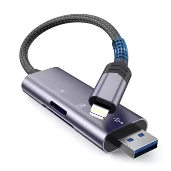 TECH-PROTECT ULTRABOOST bralnik kartic SD & Micro SD Lightning & USB, siv