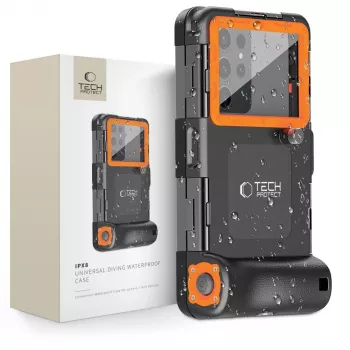 TECH-PROTECT IPX8 univerzalno potapljaško vodoodporno ohišje črno-oranžno