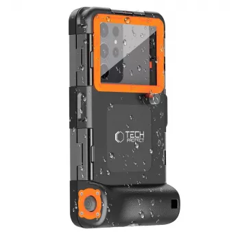 TECH-PROTECT IPX8 univerzalno potapljaško vodoodporno ohišje črno-oranžno