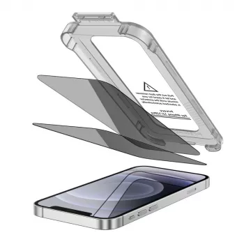 TECH-PROTECT Quick Set Spy+ Privacy kaljeno steklo za zaščito zaslona za Apple iPhone 12 / iPhone 12 Pro (2 kosa)