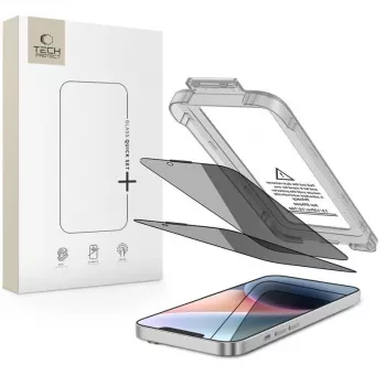 TECH-PROTECT Quick Set SPY+ Privacy kaljeno steklo za zaščito zaslona 2 kosa za iPhone 13 / 13 Pro / 14 / 16E / 17E