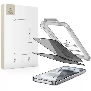 TECH-PROTECT QUICK SET SPY+ Privacy kaljeno steklo zaščitna folija za zaslon 2 kosa za Apple iPhone 15 / iPhone 16
