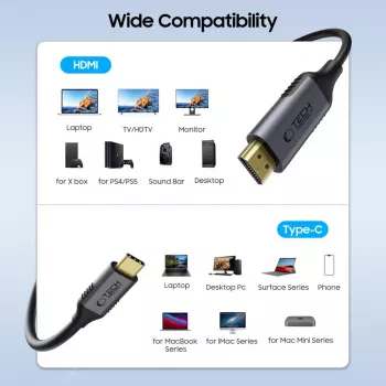 TECH-PROTECT UltraBoost kabel USB-C na HDMI 2.0, 4K 60Hz, 180cm, črn