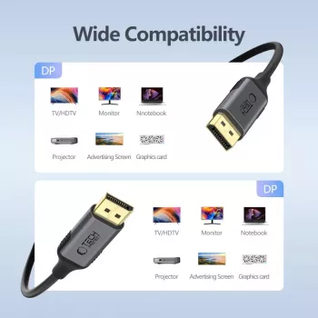 TECH-PROTECT ULTRABOOST kabel DisplayPort na DisplayPort 1.4, 4K 60Hz, 200cm, črn