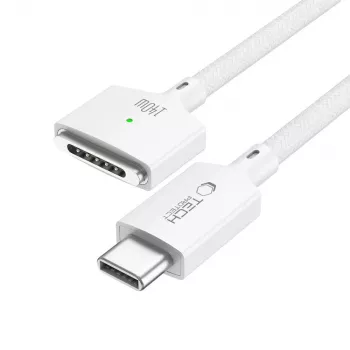 TECH-PROTECT MMC01 UltraBoost magnetni kabel za MacBook USB-C na MagSafe 3, 140W, 200cm, bel
