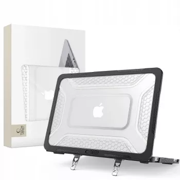 Tech-Protect Kevlar Pro zaščitni ovitek za prenosnik MacBook Neo 13 2026, mat črn/prozoren