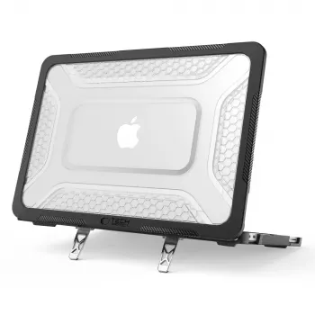 Tech-Protect Kevlar Pro zaščitni ovitek za prenosnik MacBook Neo 13 2026, mat črn/prozoren