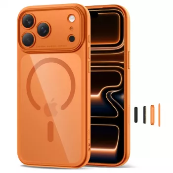 TECH-PROTECT MagPeak MagSafe ovitek za iPhone 17 Pro Max, Cosmic Orange/prozoren