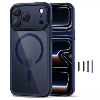TECH-PROTECT MAGPEAK MagSafe hibridni ovitek za Apple iPhone 17 Pro, Deep Blue/prozoren