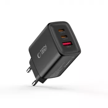TECH-PROTECT NCA65W-GAN 3-portni omrežni polnilnik PD 65W / QC3.0, črn