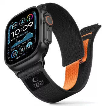 TECH-PROTECT NYLON ELITE Apple Watch 8 / 9 / 10 / 11 / SE / Ultra (44 / 45 / 46 / 49 mm) črno-oranžen