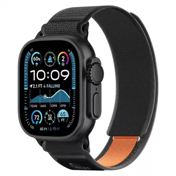 TECH-PROTECT NYLON ELITE Apple Watch 8 / 9 / 10 / 11 / SE / Ultra (44 / 45 / 46 / 49 mm) črno-oranžen
