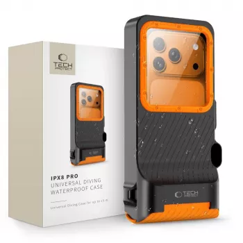 TECH-PROTECT IPX8 PRO univerzalno potapljaško vodoodporno ohišje, črno/oranžno