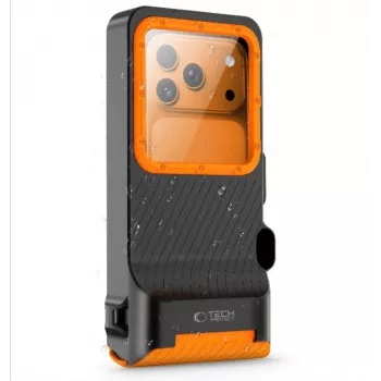 TECH-PROTECT IPX8 PRO univerzalno potapljaško vodoodporno ohišje, črno/oranžno