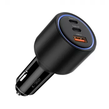 TECH-PROTECT CC04 3-portni polnilnik za avto PD 175W, črn
