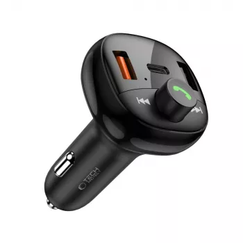 TECH-PROTECT CC06 3-portni avtomobilski polnilnik PD 72W + FM-oddajnik Bluetooth črn