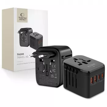 TECH-PROTECT TA200 potovalni adapter EU / UK / US / AU črn