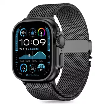 TECH-PROTECT MILANO Apple Watch 8 / 9 / 10 / 11 / SE / Ultra (44 / 45 / 46 / 49 mm) črn jermen iz nerjavnega jekla mrežice Milanese Loop