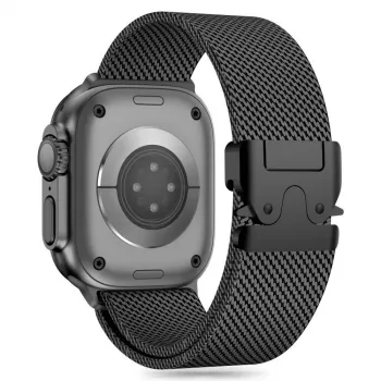 TECH-PROTECT MILANO Apple Watch 8 / 9 / 10 / 11 / SE / Ultra (44 / 45 / 46 / 49 mm) črn jermen iz nerjavnega jekla mrežice Milanese Loop