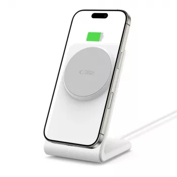 TECH-PROTECT QI15W-A38 magnetni MagSafe brezžični polnilnik, bel