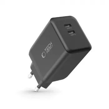 TECH-PROTECT NC45W-GAN 2-portni omrežni polnilnik PD 45W, črn