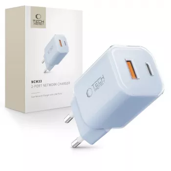 TECH-PROTECT NCM33 2-portni omrežni polnilnik PD 33W / QC3.0, baby blue