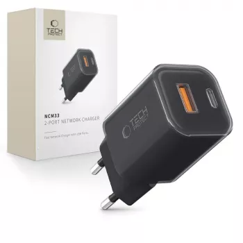 TECH-PROTECT NCM33 2-portni omrežni polnilnik PD 33W / QC3.0, črn