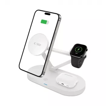 Tech-Protect QI15W-A41 3IN1 MagSafe brezžična polnilna postaja bela