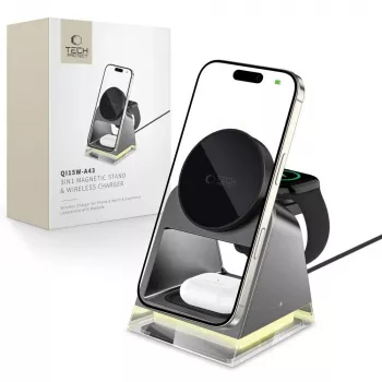 Tech-Protect QI15W-A43 3IN1 MagSafe brezžična polnilna postaja črna