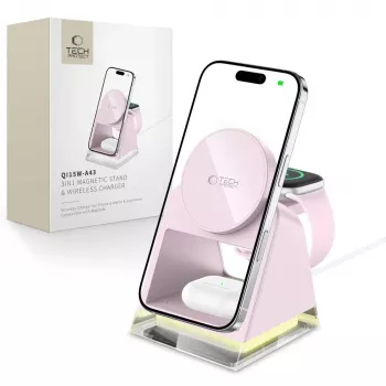 Tech-Protect QI15W-A43 3IN1 MagSafe brezžična polnilna postaja roza