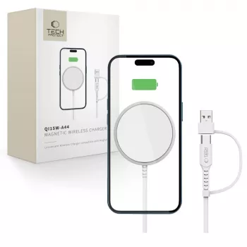 Tech-Protect QI15W-A44 MagSafe brezžični polnilnik, bel