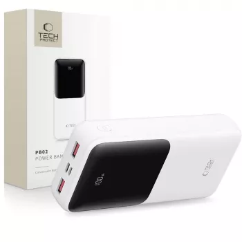 TECH-PROTECT PB02 prenosni polnilnik 20000mAh 22,5W, bel