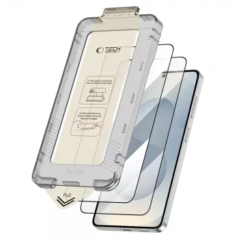 Kaljeno steklo za zaslon TECH-PROTECT Quick Set+ 2 kosa za Samsung Galaxy S26, črno