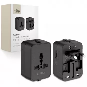 TECH-PROTECT TA300 potovalni adapter EU / UK / US / AU črn
